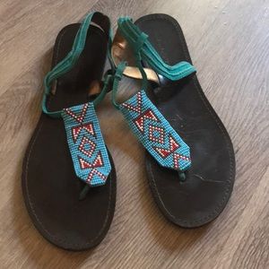 DVF beaded leather sandals excellent condition